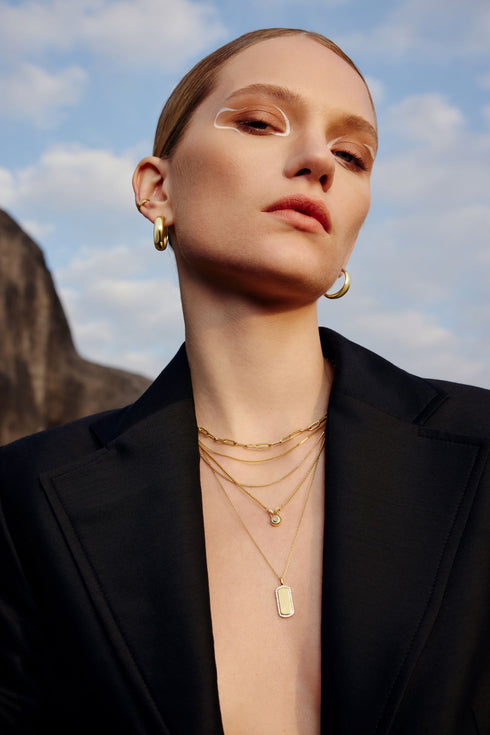 Gold Linked Locket Dangle Necklace