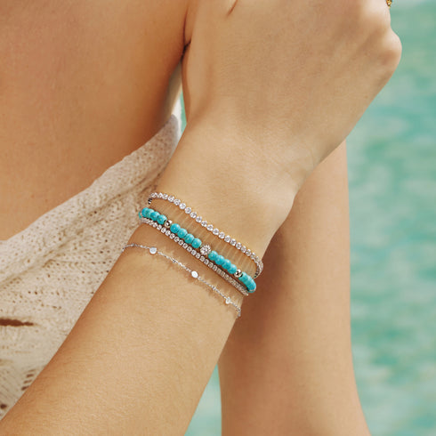 Silver Lab Created Turquoise Bracelet