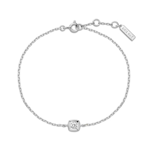 Silver Modern Bezel-Set Solitaire Bracelet