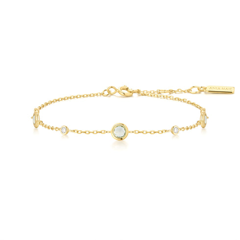 Gold Mint Green Station Bracelet