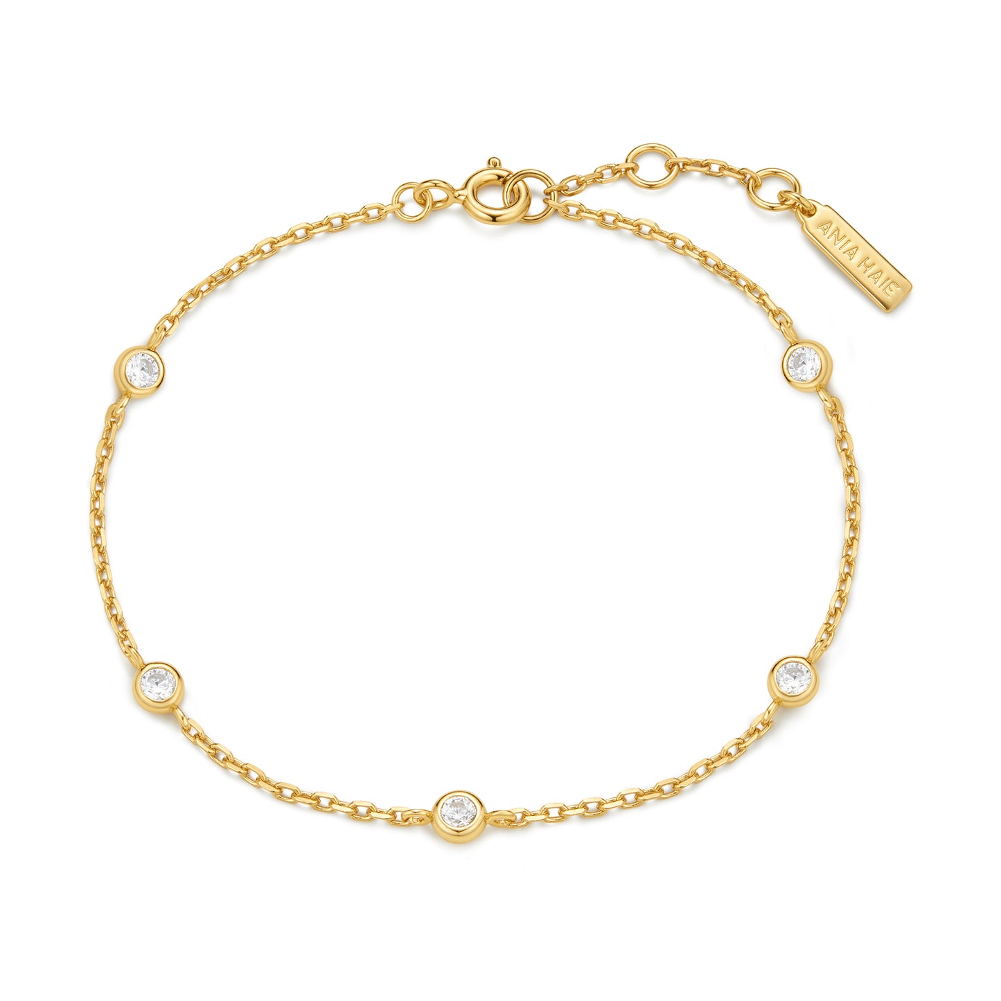 Gold Classic Bezel-Set Station Bracelet top view