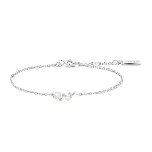 Silver Shell Pearl Cluster Bracelet