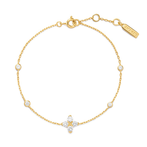 Gold Sparkling Lucky Clover Bracelet