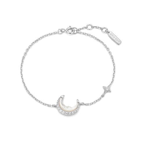 Silver Mother-of-Pearl Crescent Moon Bracelet