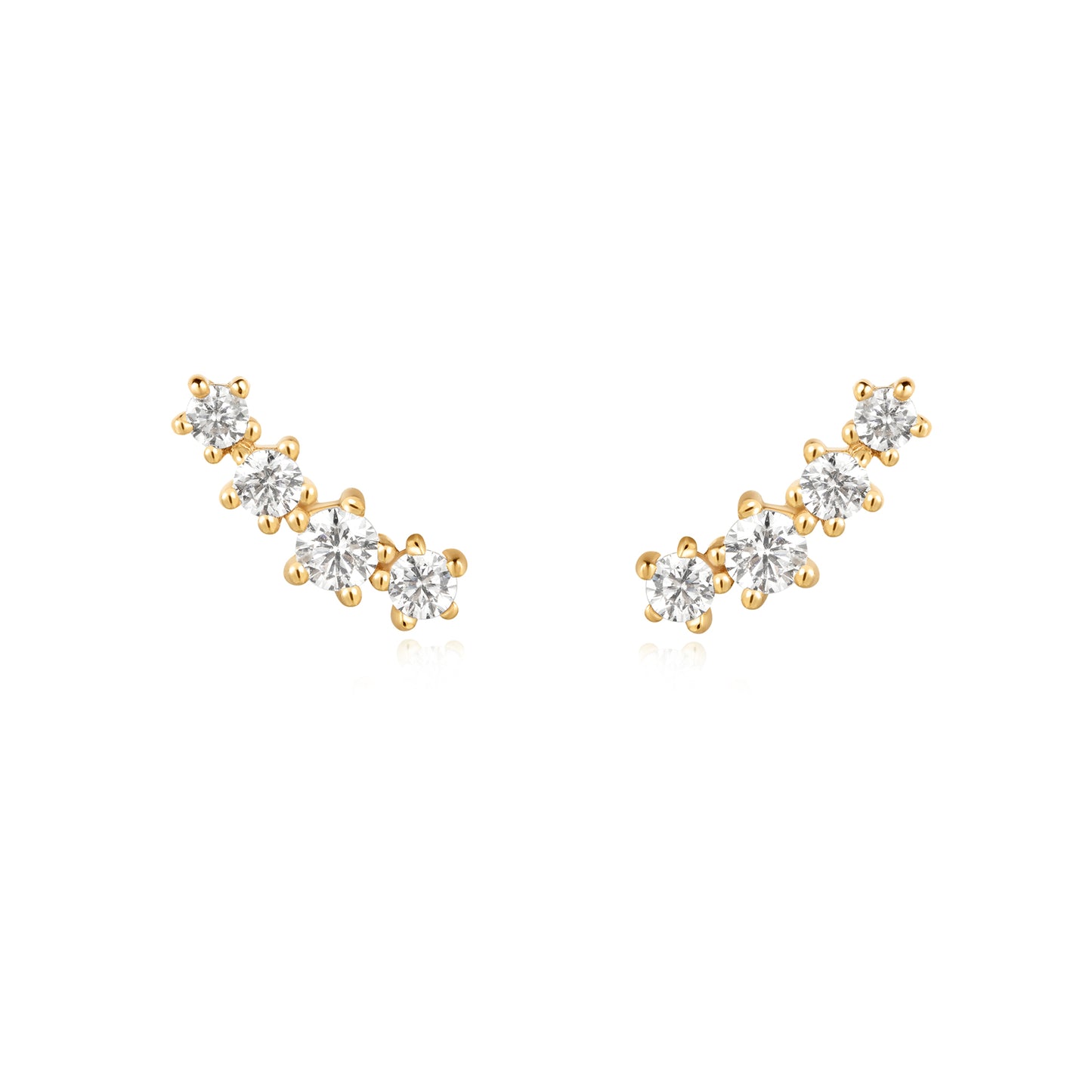 Gold sparkle climber stud earrings - front view