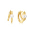 Gold Parallel Duo Freshwater Pearl Huggies