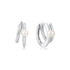Silver Parallel Duo Freshwater Pearl Huggies