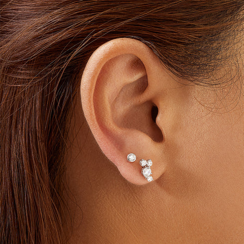 Silver Solitaire Cubic Zirconia Studs