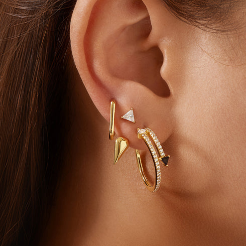 Gold Triangle Cubic Zirconia Geometric Stud Ear Jackets