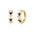 Gold Black/White Triangular Cubic Zirconia Huggies