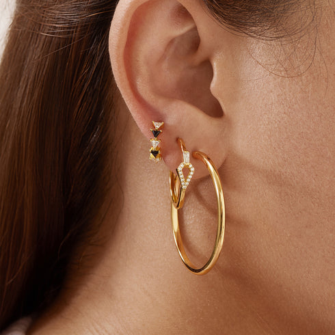 Gold Cubic Ziconia Geometric Hoops