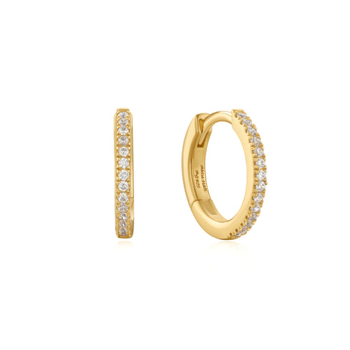 Gold Classic Pavé Huggies