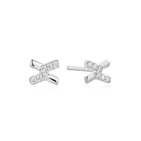 Silver Cross Cubic Zirconia Studs