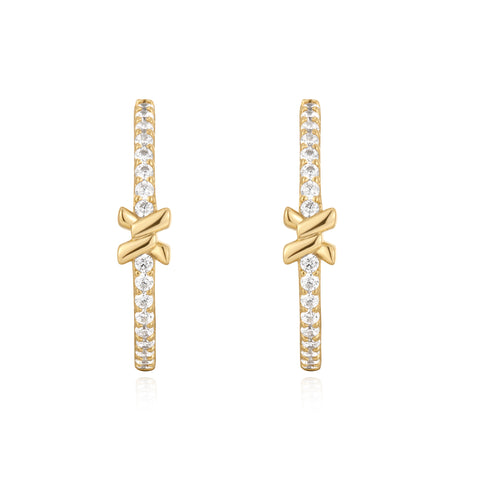 Gold Cross Hoops