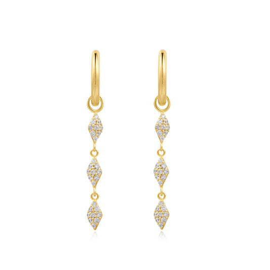 Gold Pavé Sparkle Drop Huggies
