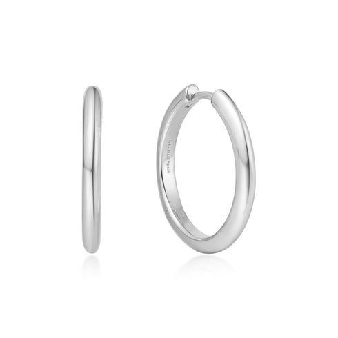 Silver Tube Medium Hoop Earrings