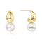 Gold Shell Pearl Dome Hoop Earrings