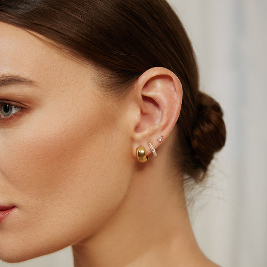 Gold Chubby Small Huggie Hoop Earrings
