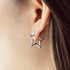 Silver Medium Star Pavé Hoop Earrings