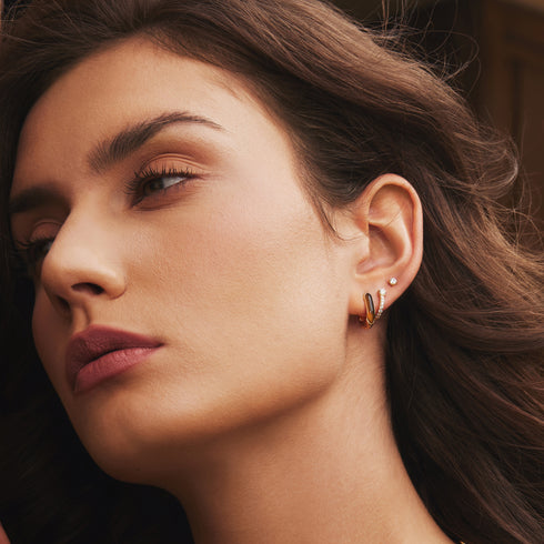 Gold Sparkling Pavé Huggie Hoop Earrings