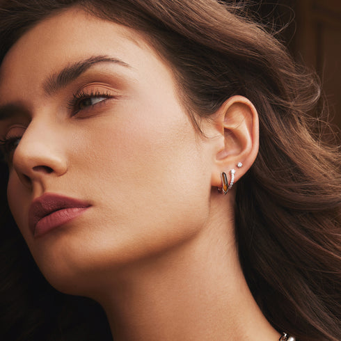 Silver Sparkling Pavé Huggie Hoop Earrings