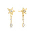 Gold Sparkling Star Drop Stud Earrings