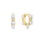 Gold Sparkling Braided Shell Pearl Huggie Hoop Earrings