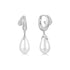 Silver Sparkling Duet Mixed Shell Pearl Drop Huggie Hoop Earrings