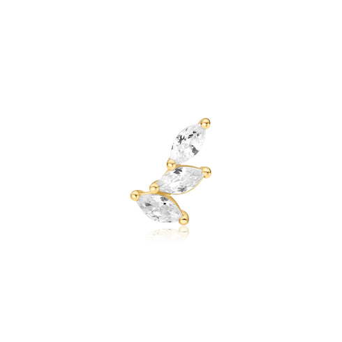 Gold Triple Marquise Barbell Single Earring