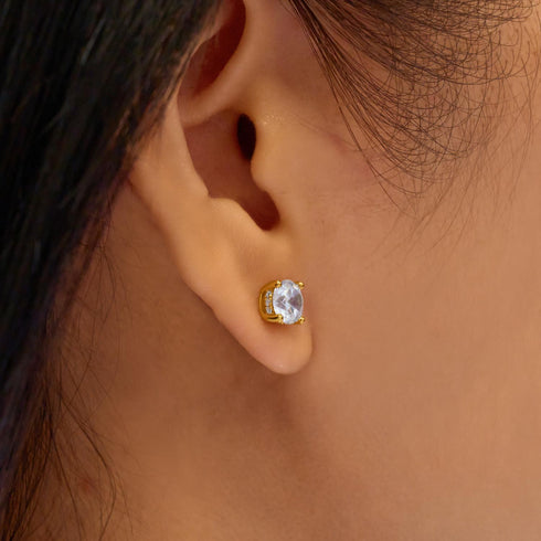 Gold Just You Solitaire Stud Earrings