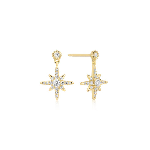 Gold Dangling Nova Star Stud Earrings