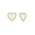 Gold Mother of Pearl Halo Heart Stud Earrings
