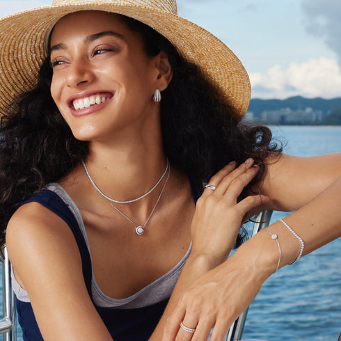 Silver Pavé Shrimp Stud Hoop Earrings