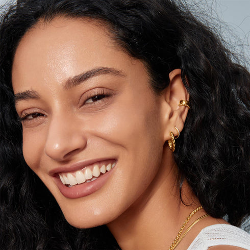 Gold Twisted Huggie Hoop Earrings