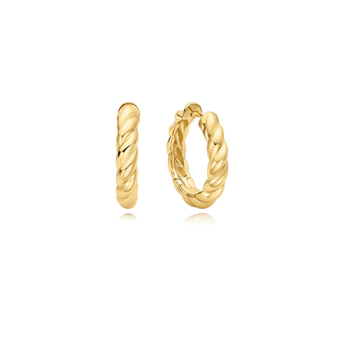 Gold Twisted Huggie Hoop Earrings