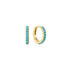 Gold Aqua Blue Row Huggie Hoop Earrings