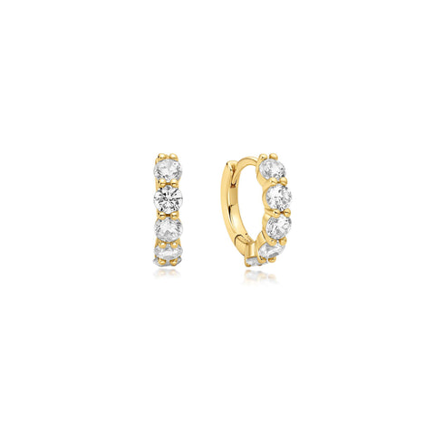 Gold Quintet Sparkle Huggie Hoop Earrings