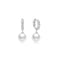 Silver Shell Pearl Dangling Twisted Huggie Hoop Earrings