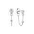 Silver Bezel-Set Drop Chain Stud Earrings
