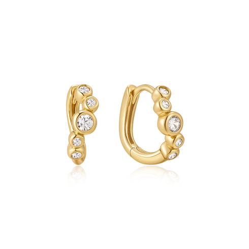 Gold Small Sparkling Tide Huggie Hoop Earrings