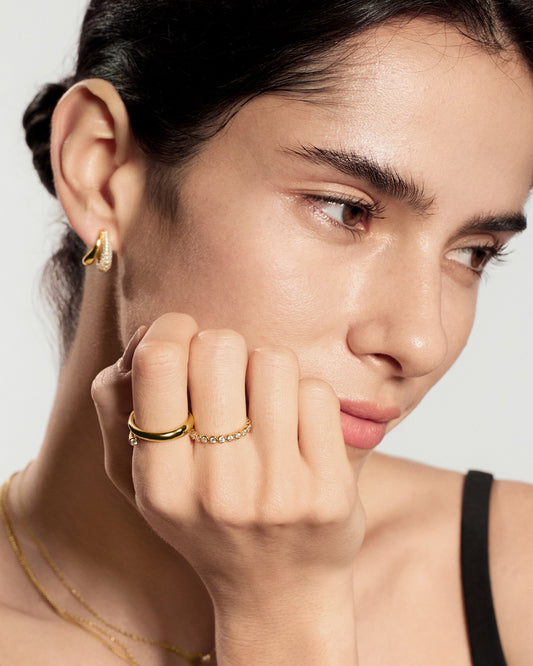 Gold bezel set ring for women