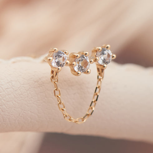 14kt Gold White Sapphire Climber Single Stud Earring