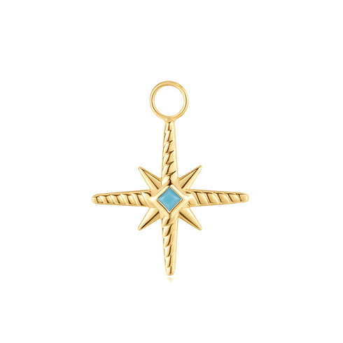 Gold Turquoise and Cubic Ziconia Star Earring Charm