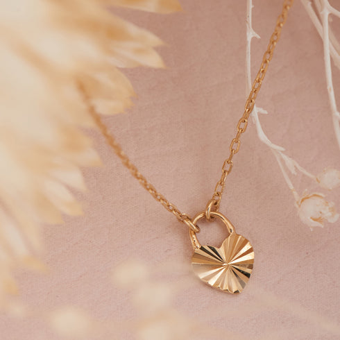 14kt Gold Heart Padlock Necklace