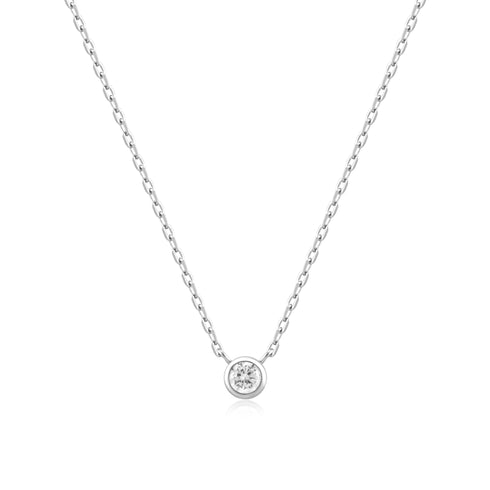 Silver Round Solitaire Cubic Zirconia Necklace