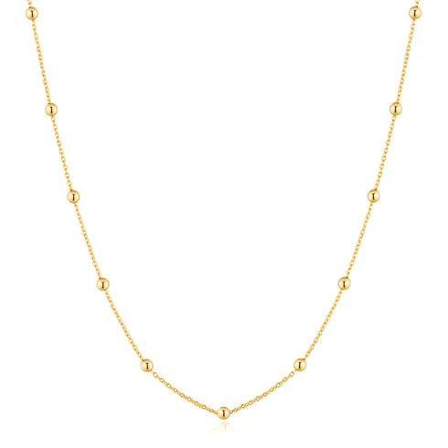 Gold Beaded Chain Necklace