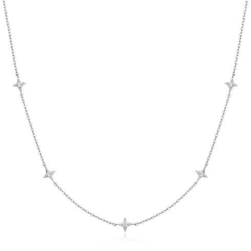 Silver Stars Station Necklace
