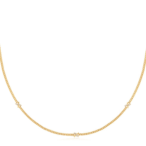 Gold Cross Station Necklace