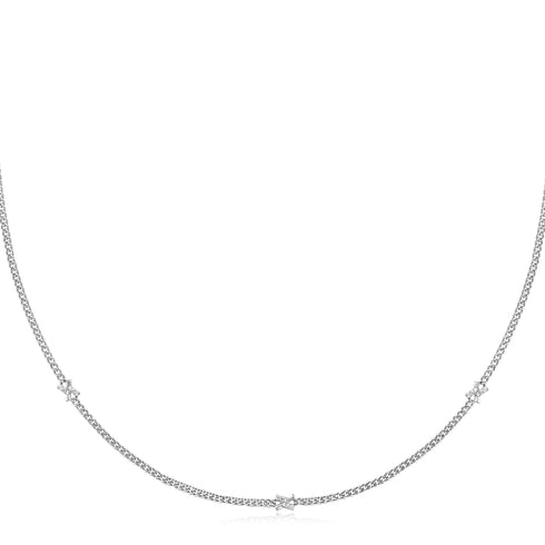Silver Cross Station Necklace
