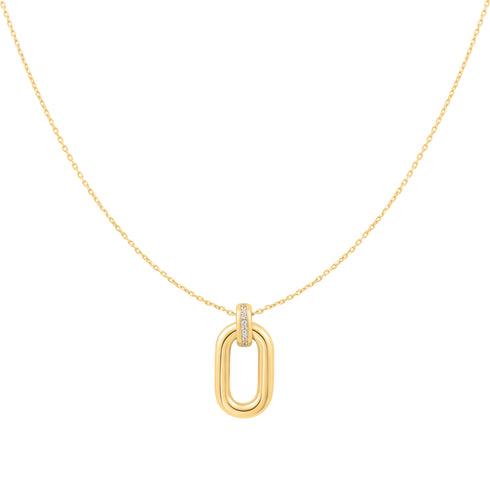 Gold Oval Hoop Pendant Necklace